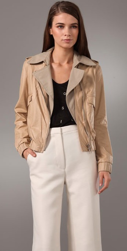 3.1 Phillip Lim Leather Bomber Jacket with Trompe l'Oeil Collar