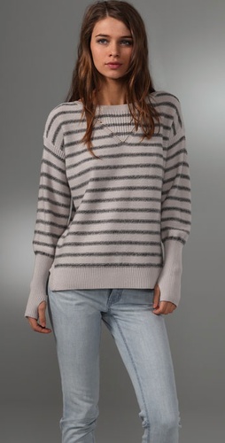 Rebecca Taylor Anchor Striped Crew Sweater