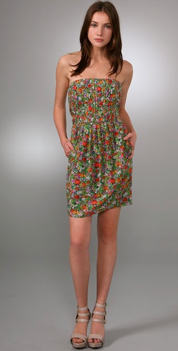 Shoshanna Summer Garden Strapless Dress