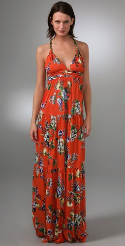 T-Bags Deep V Long Dress