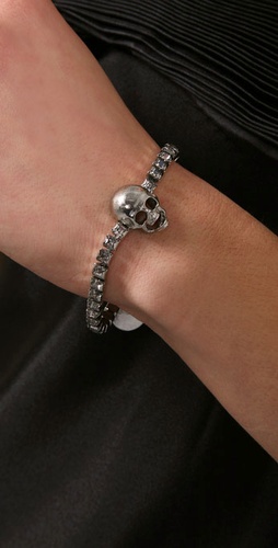 TOM BINNS Tough Chic Crystal Strand Skull Bracelet