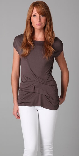 Three Dots Cap Sleeve Crew Neck Tee