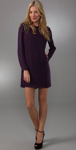 Tibi Shoulder Beaded Shift Dress