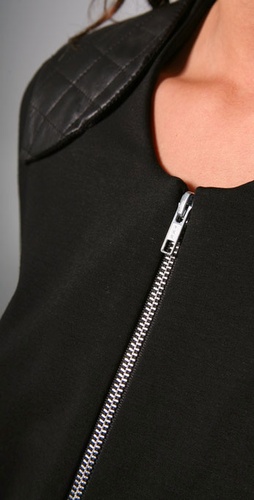 Torn by Ronny Kobo Kim Zipper Peplum Jacket with Leather Patch