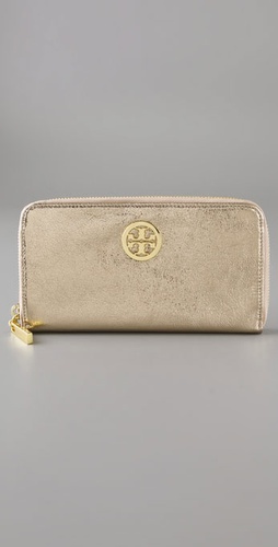 Tory Burch Vintage Metallic Zip Continental Wallet
