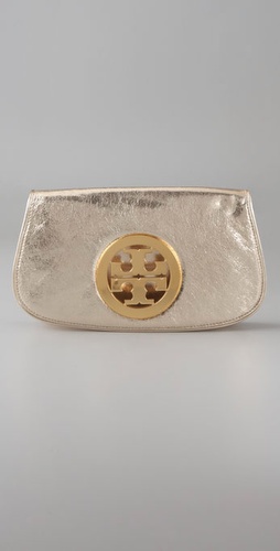 Tory Burch Metallic Logo Clutch