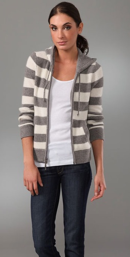 Vince Rugby Stripe Cashmere Hoodie