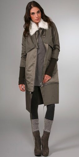 Victorialand Overlay Coat With Faux Fur C