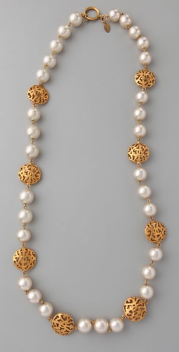 WGACA Vintage Vintage Chanel '02 CC Pearl Charm Necklace