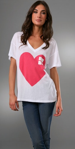Wildfox Big Heart V Neck Tee