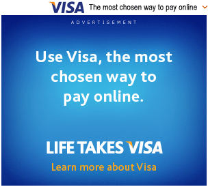 Advertisement: Visa, the most chosen way to pay online.