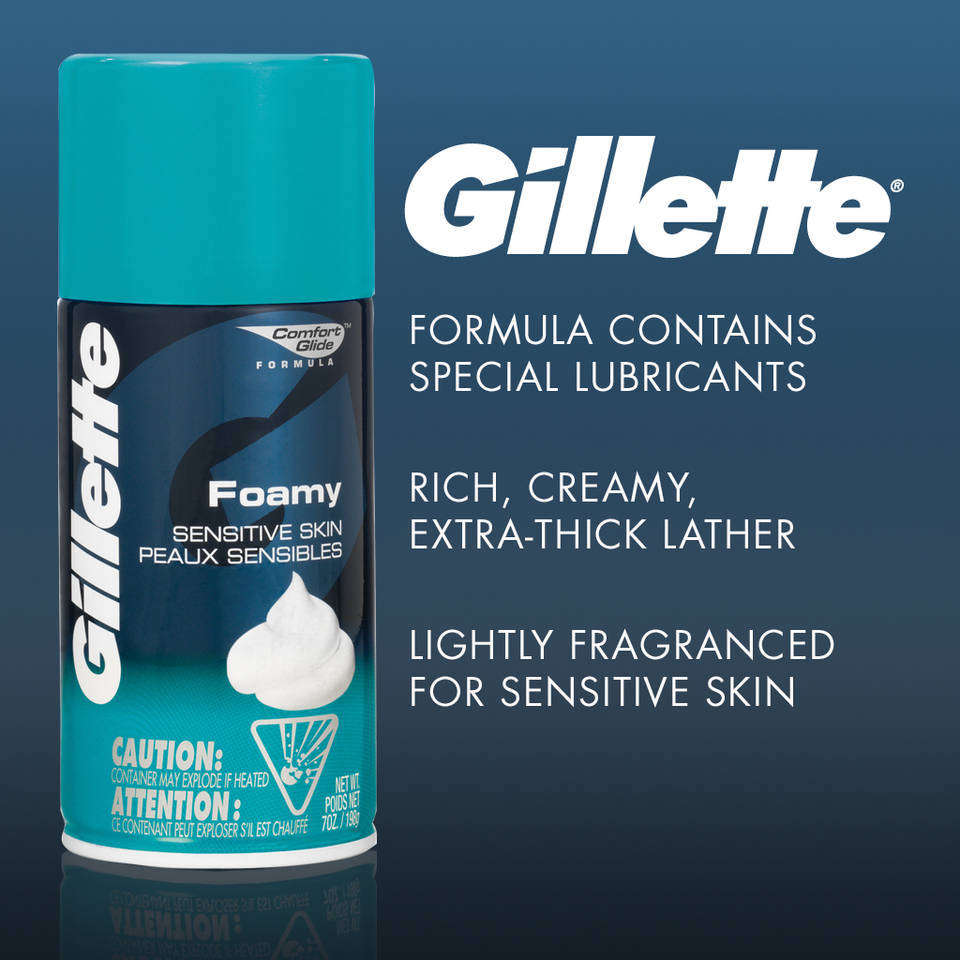 Gillette Foamy Shave Cream, Sensitive, 11 Oz Bottle (Pack