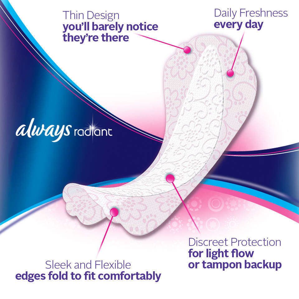 Always Radiant Incredibly Thin Liners Unscented 64 Count