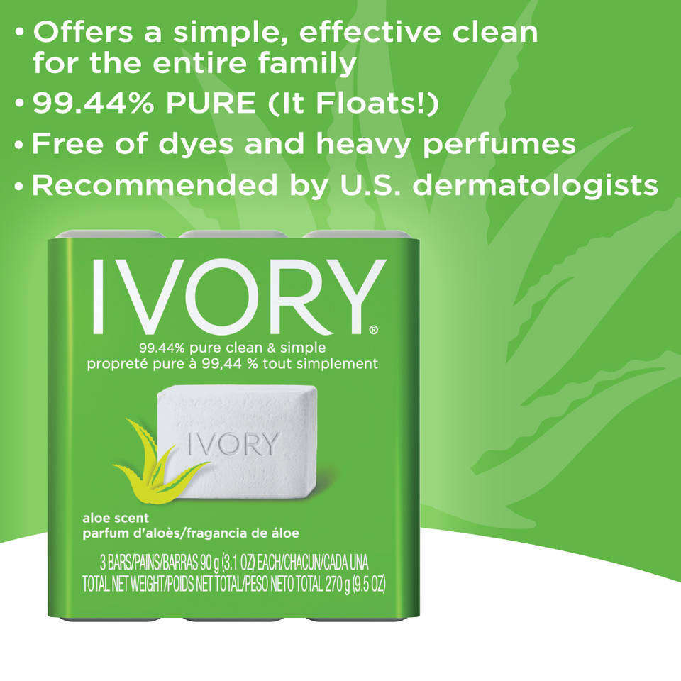 Ivory Aloe 10Count Bath Size Bars 4 Oz Bath Soaps Beauty