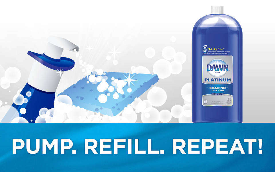 Dawn Platinum Erasing Dish Foam, Dishwashing Soap Pump And