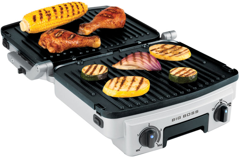 Big Boss Stainless Steel Reversible Grill, 1500Watt