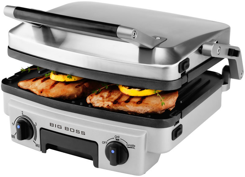 Big Boss Stainless Steel Reversible Grill, 1500Watt