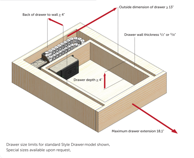 Docking Drawer InDrawer Power Outlet 18 Inch Home