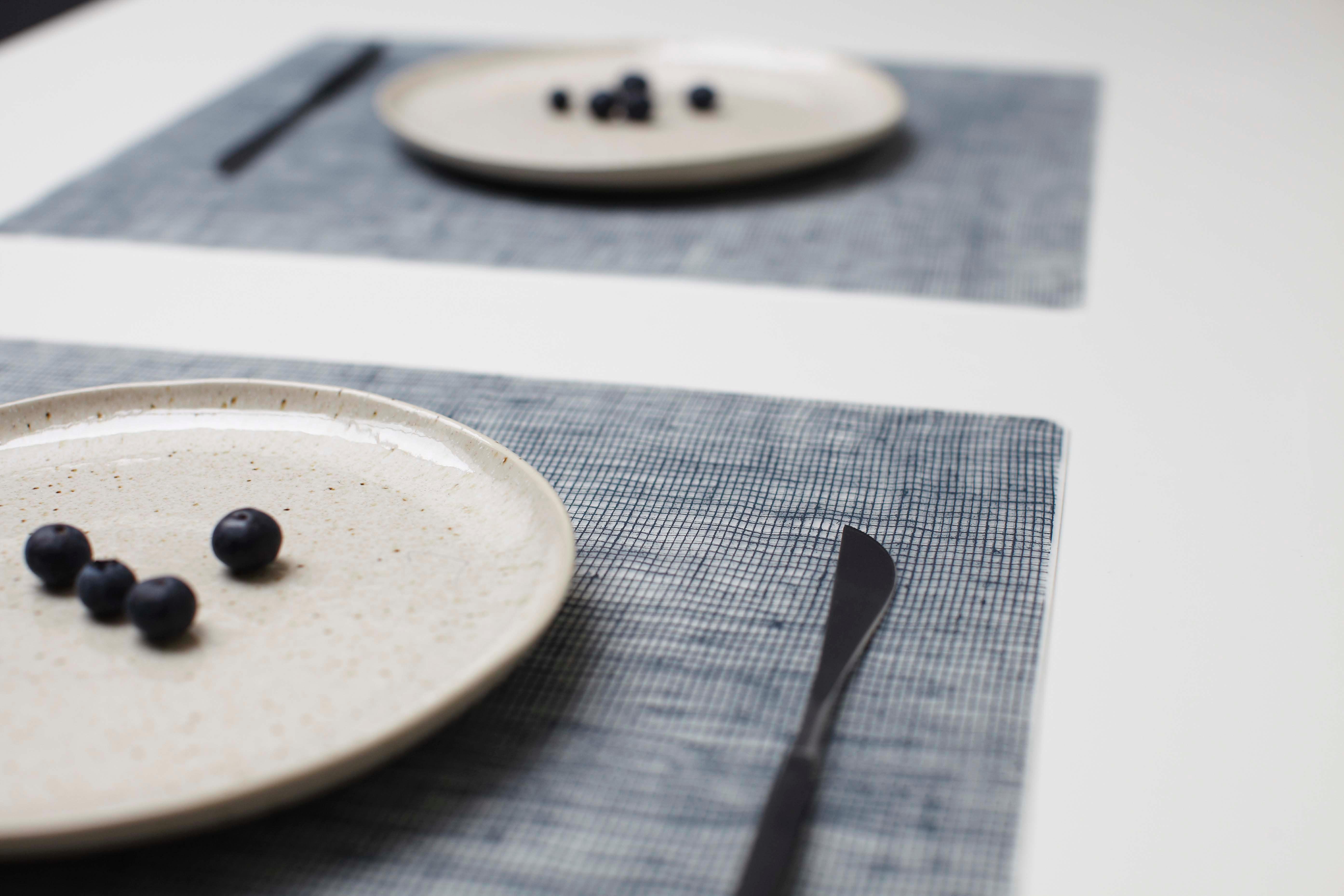 moderntwist Silicone Placemat, Linen Pattern, Denim Blue Home & Kitchen