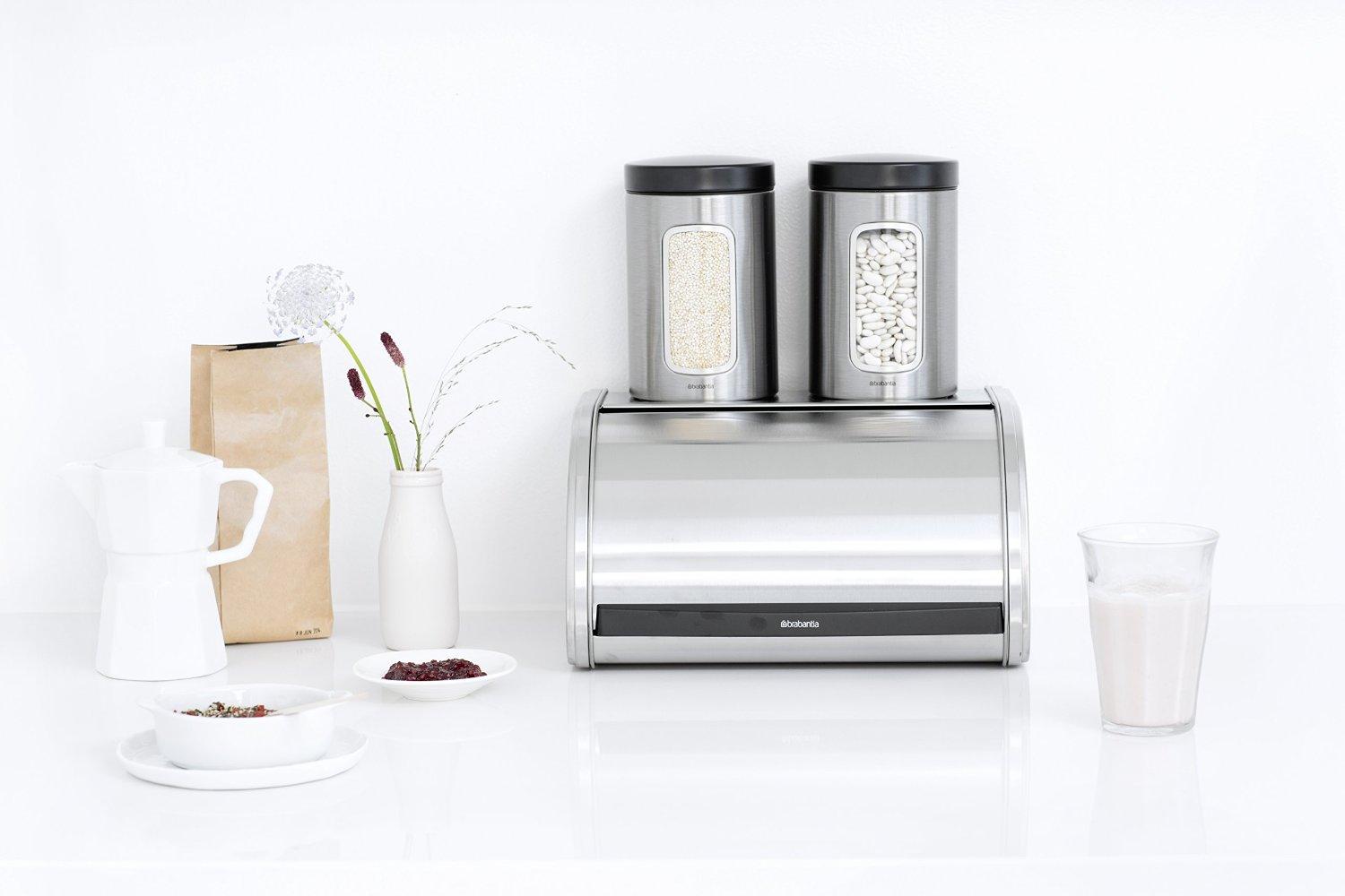 Brabantia Roll Top Bread Box, Medium Matte Steel 348907