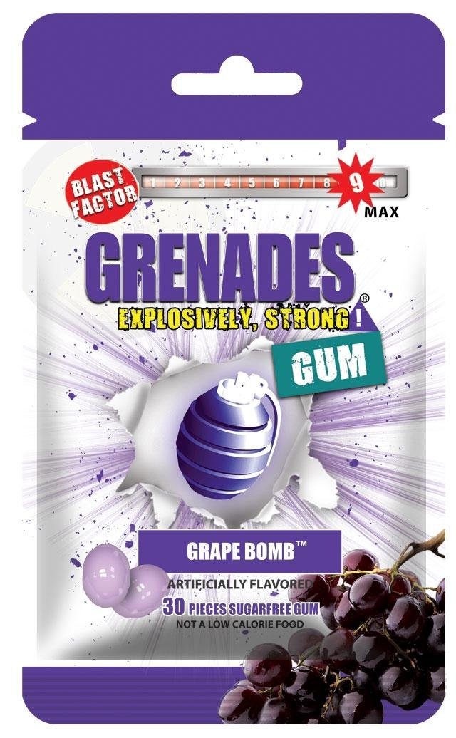 Grenades, Explosively Intense Sugar Free Chewing Gum, 30