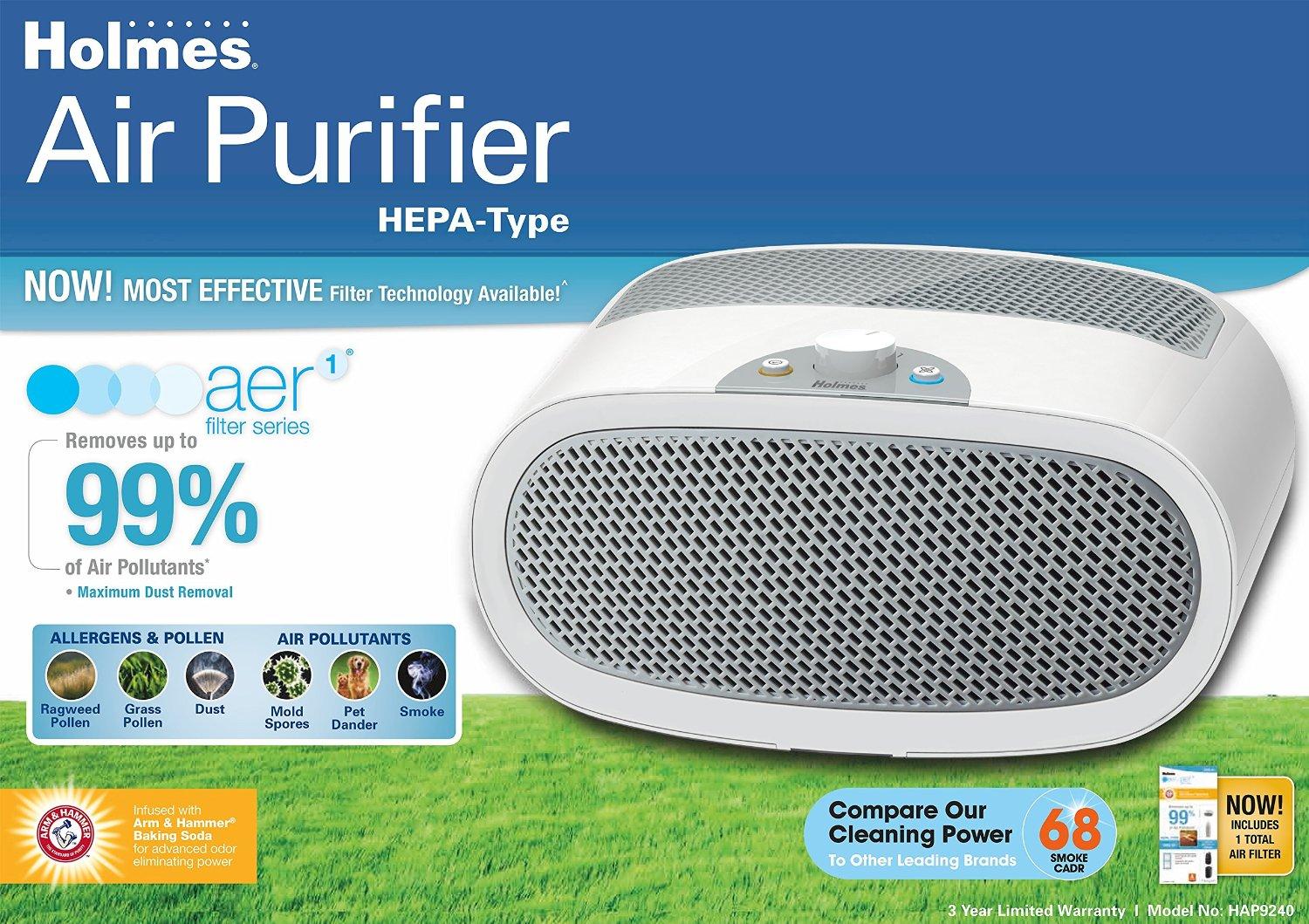 Holmes HEPAType Desktop Air Purifier with 3 Speeds and