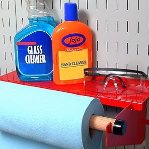 pegboard shelf, pegboard paper towel holder, pegboard rod, pegboard accessories, Wall Control, pegs