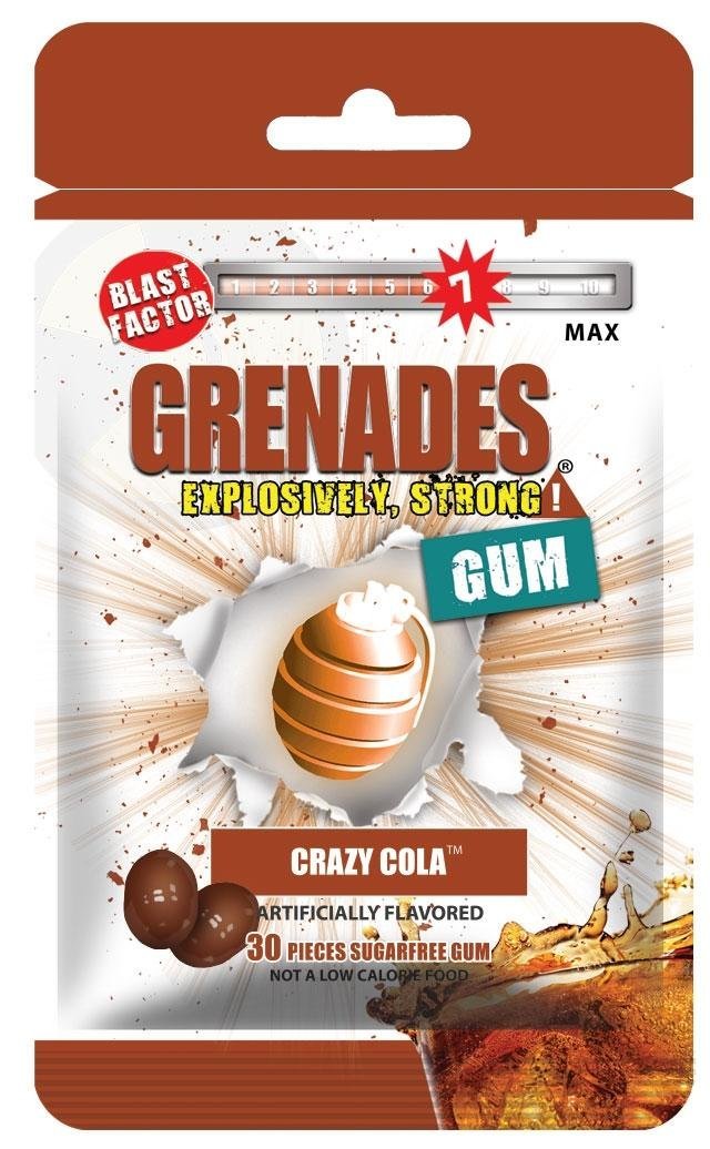 Grenades, Explosively Intense Sugar Free Chewing Gum, 30