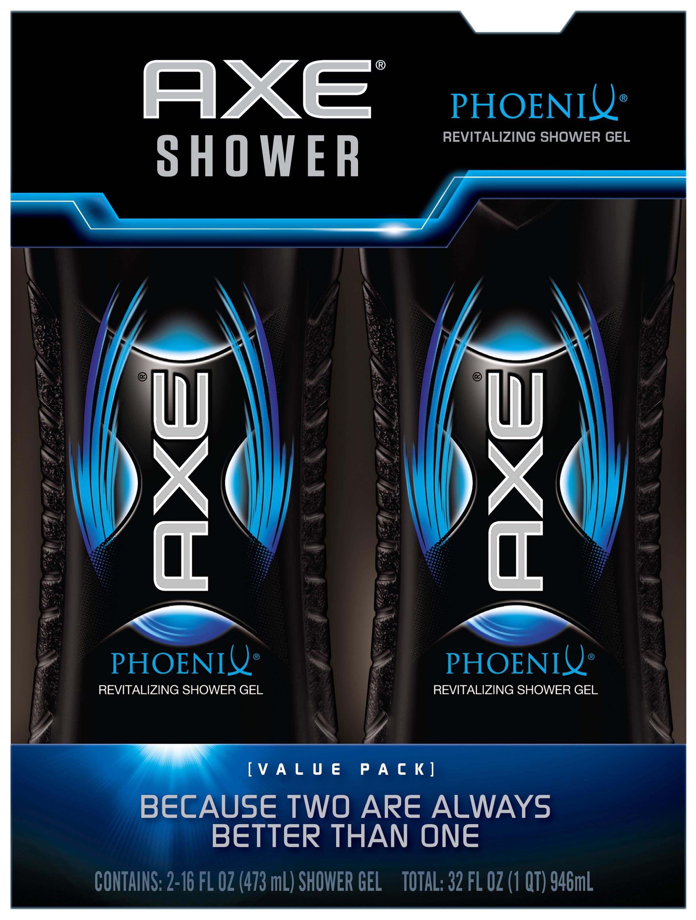 Axe Shower Gel, Phoenix 16 oz, Twin Pack Prime Pantry