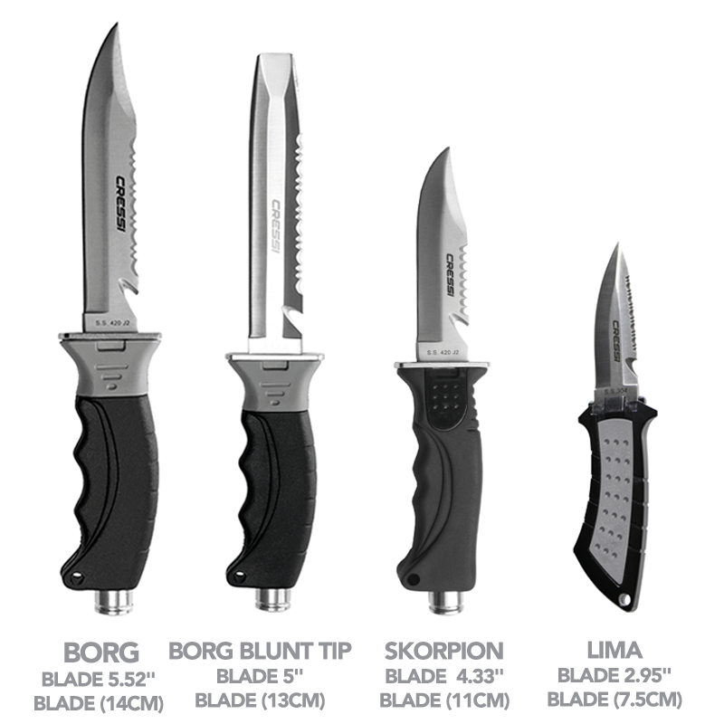 Cressi Lima Stainless Steel (2.95" Blade) Tactical Dive Knife, for Scuba Diving