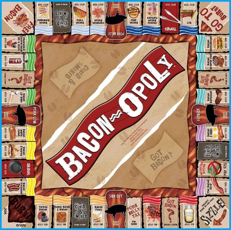 Opoly style play with a Bacon theme