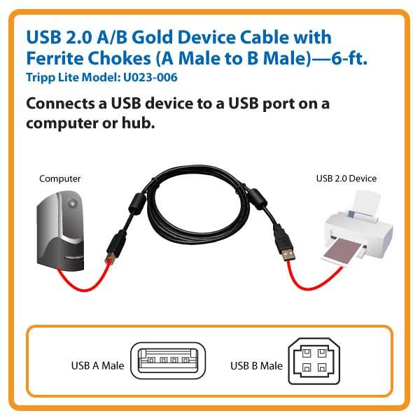Tripp Lite USB 2.0 HiSpeed A/B Cable with Ferrite Chokes