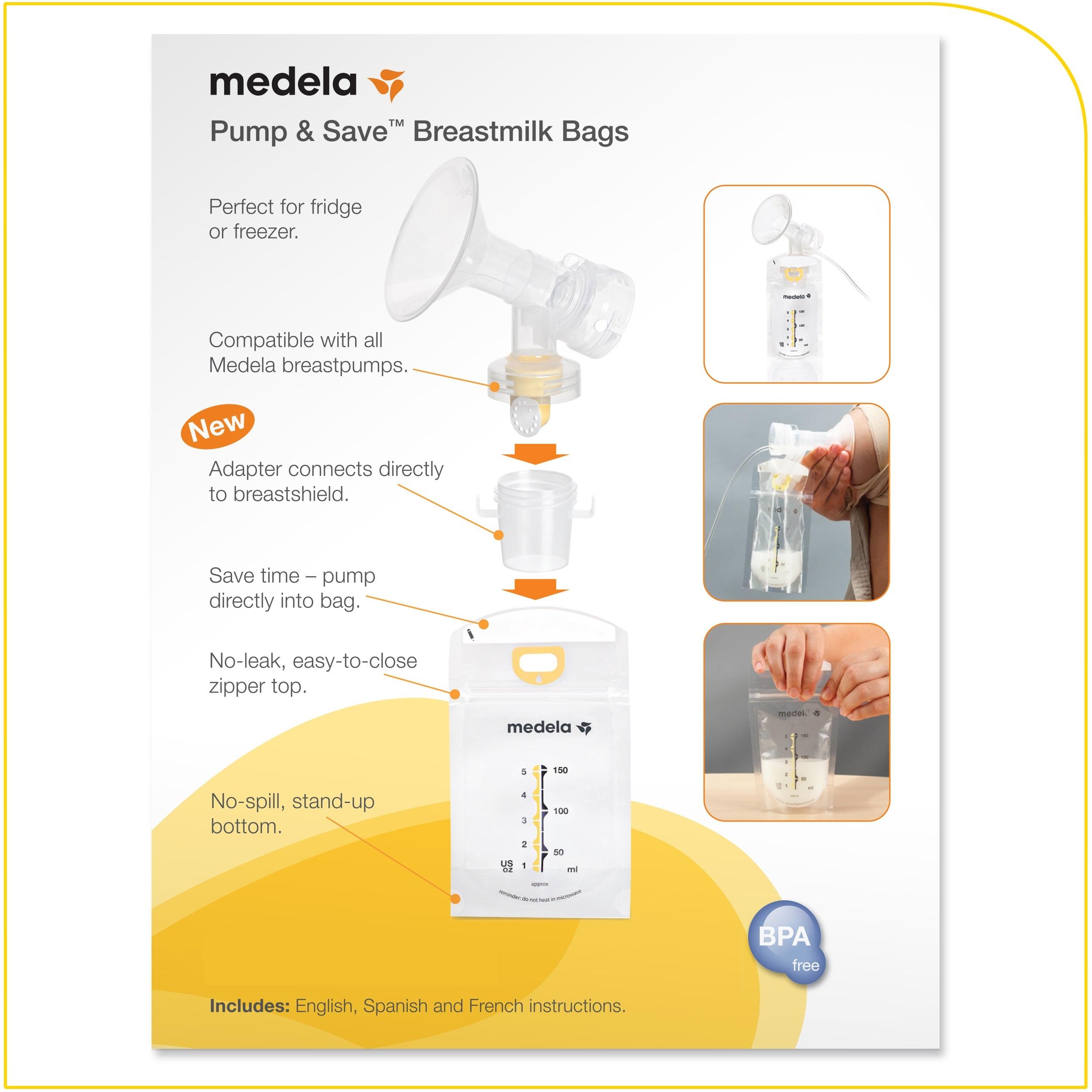 Medela Pump and Save Breast Milk Bags, 50 Count Breast