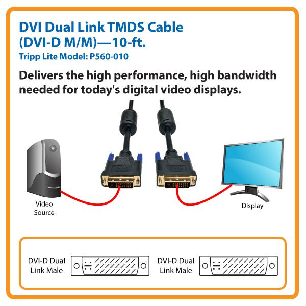 Tripp Lite DVI Dual Link Cable, Digital TMDS Monitor Cable