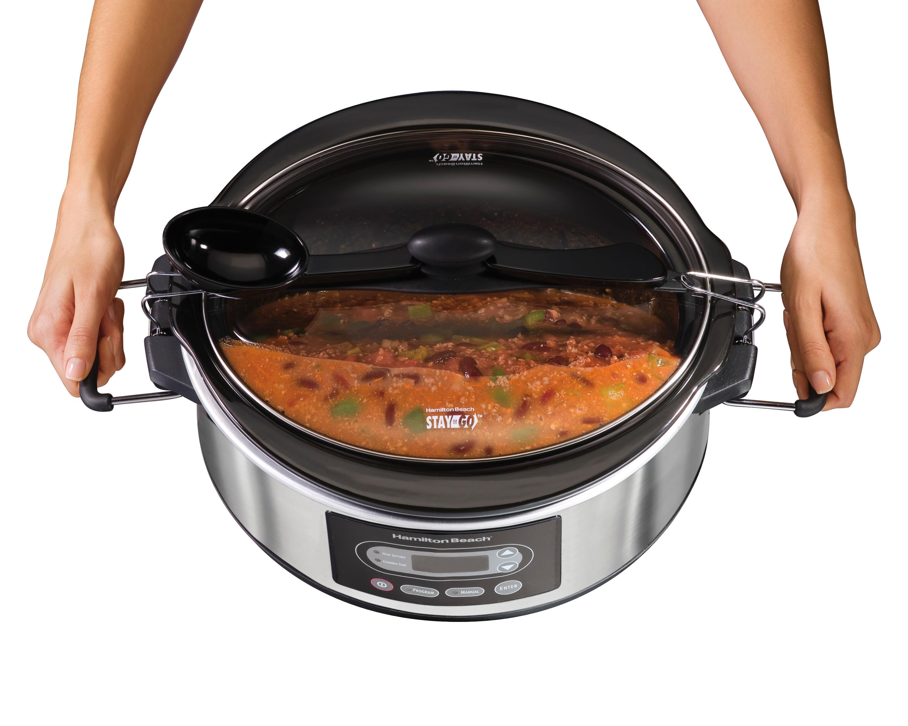 CrockPot Slow Cooker Digital Programmable Hamilton Beach Large Silver