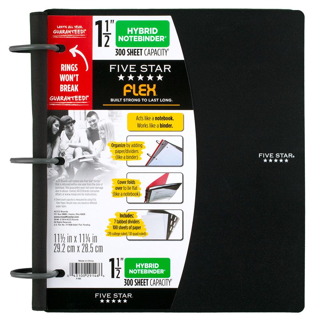 Five Star Flex Hybrid NoteBinder, 1.5Inch Capacity, 11.5