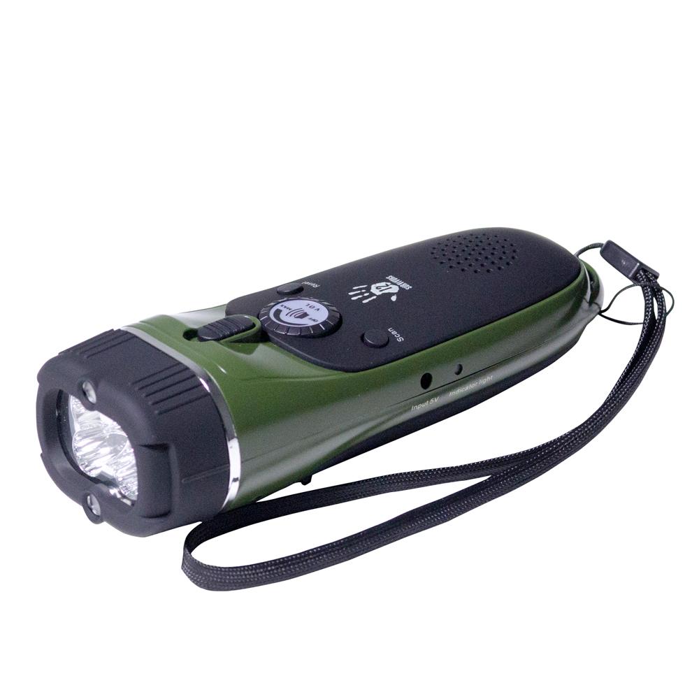 12 Survivors Emergency Hand Crank Radio/Flashlight, Black