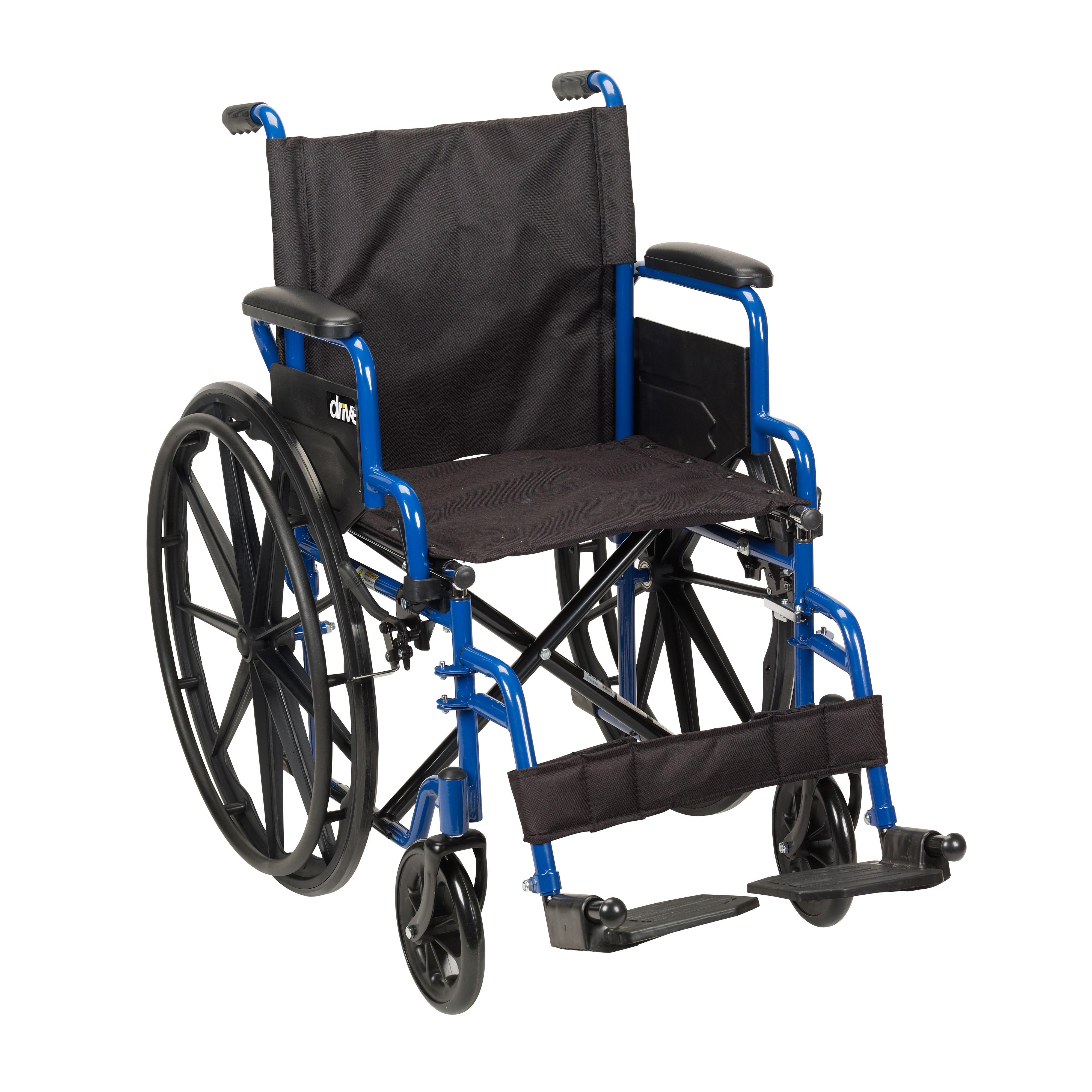 Drive Medical Blue Streak Wheelchair with Flip Back Detachable Desk Arms and Swing