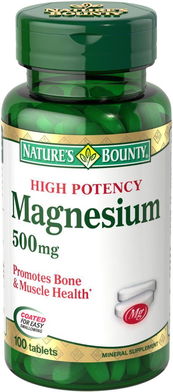 Nature's Bounty High Potency Magnesium 500mg, 100 Tablets