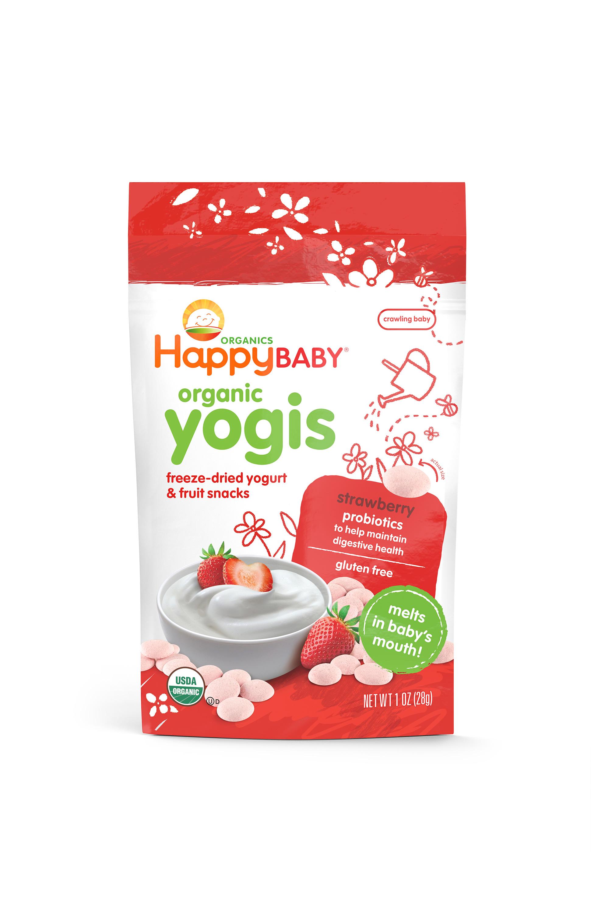 Happy Baby Organic Yogis FreezeDried Yogurt & Fruit Snacks, Strawberry