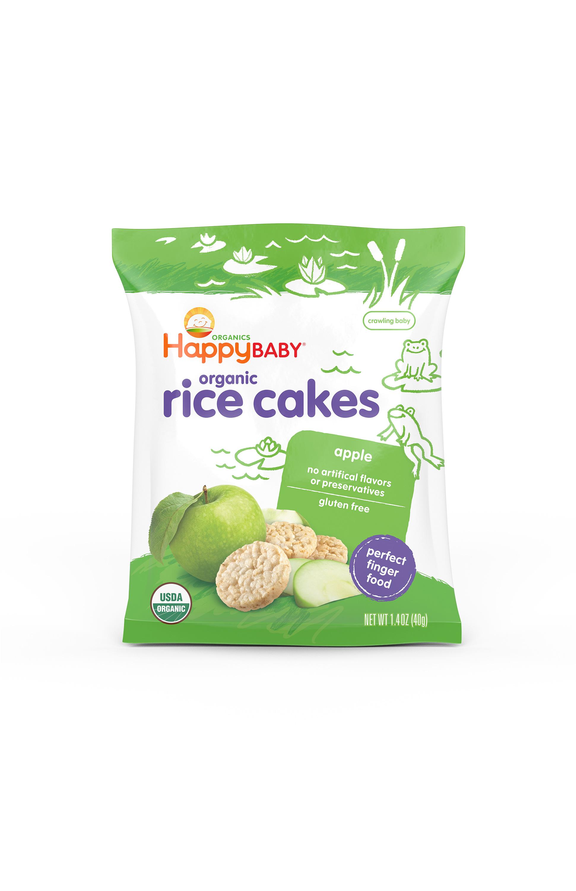 Happy Baby Organic Rice Cakes, Apple, 1.4 Ounce Bags (Pack