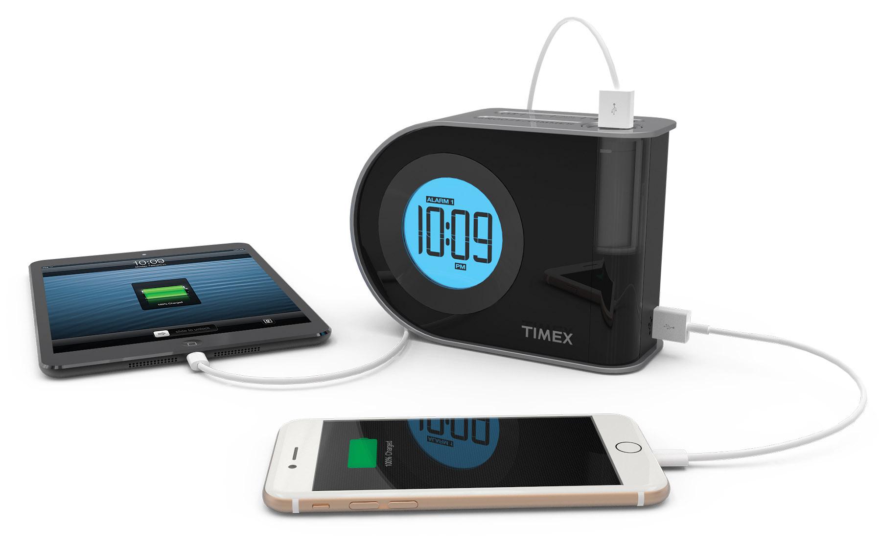 Timex T402BC Dual Charging INDIGLO Dual Alarm Clock with USB Charging Plus Removable