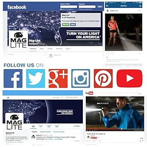 Maglite, USA, ONLINE, Mag, SocialMedia, Facebook, Twitter, GooglePlus, Pinterest, Instagram, YouTube