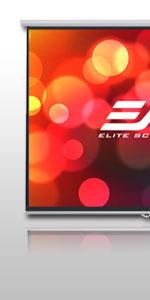 elite screens; manual pull down projector screen; home theater; best projection screens