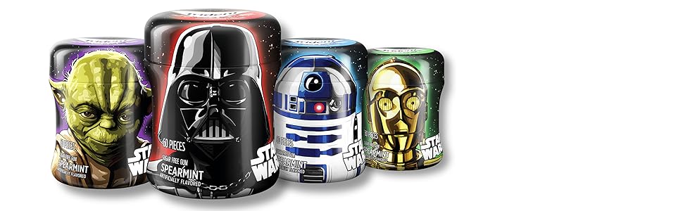 Star Wars Trident White Darth Vader C-3P0 R2-D2 Yoda Gum