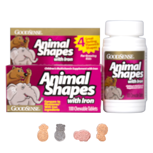 GoodSense Animal shapes chewable vitamins with iron, 100