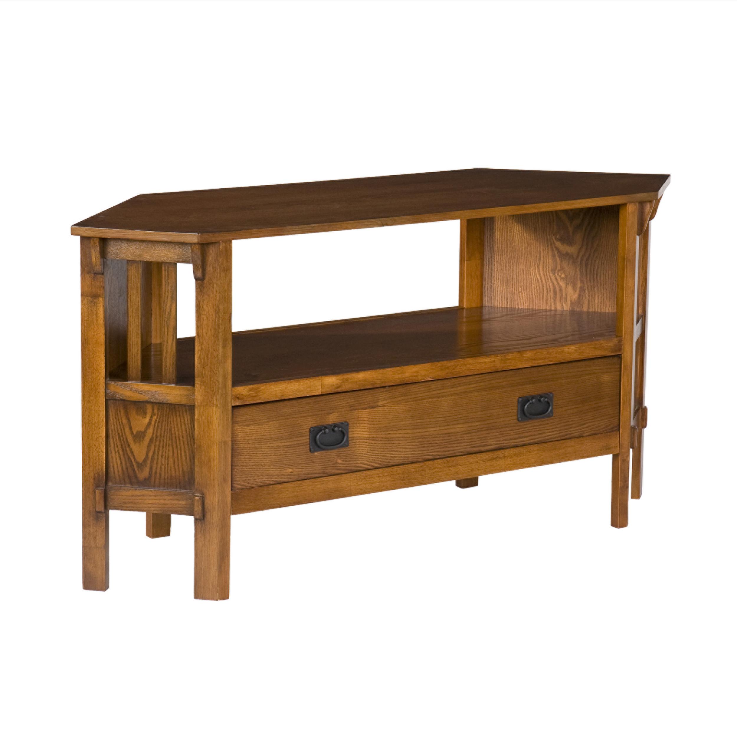 SEI Carson Oak Corner Media Stand Oak Corner Tv Stand
