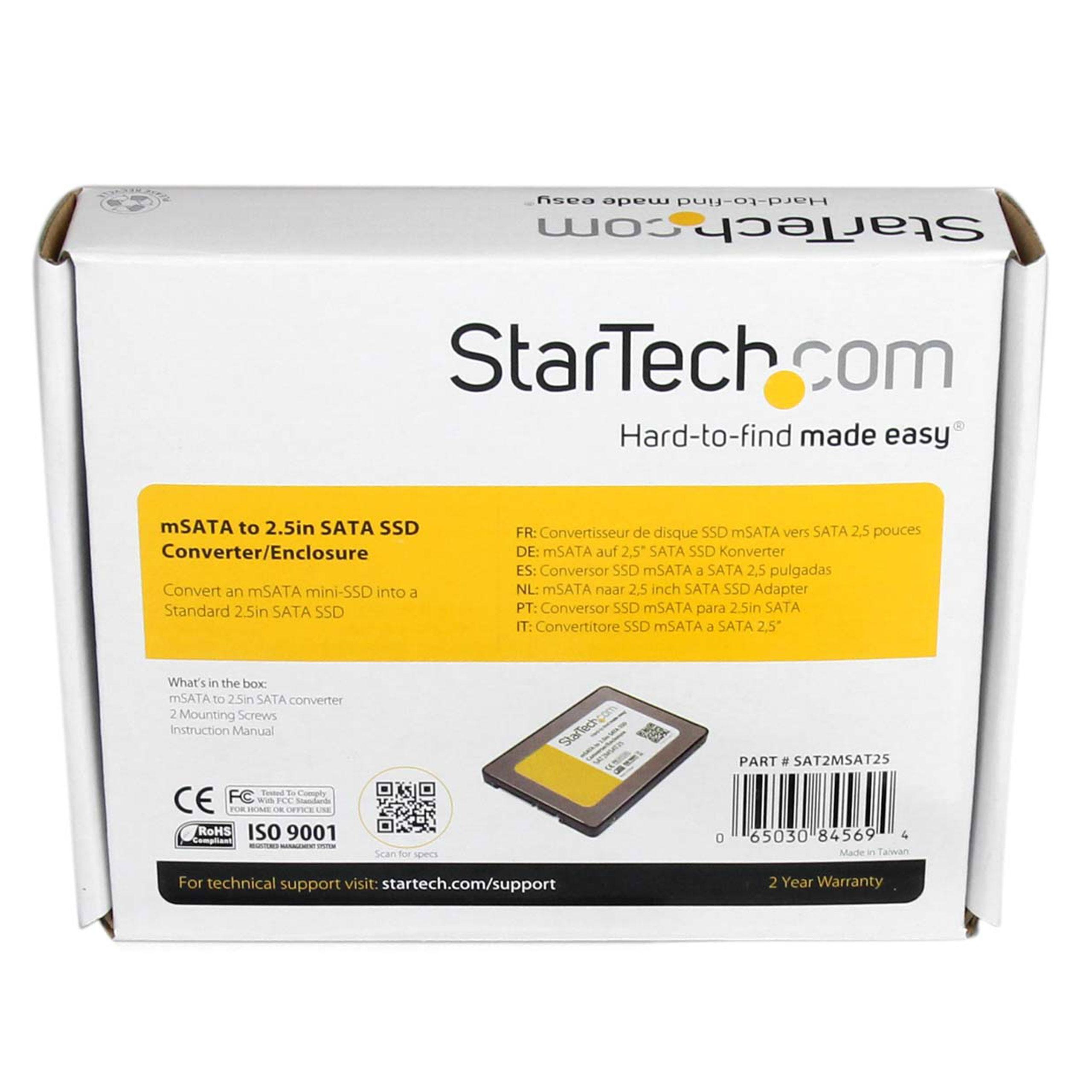 Amazon.com: StarTech.com 2.5-Inch SATA to Mini SATA SSD Adapter ...