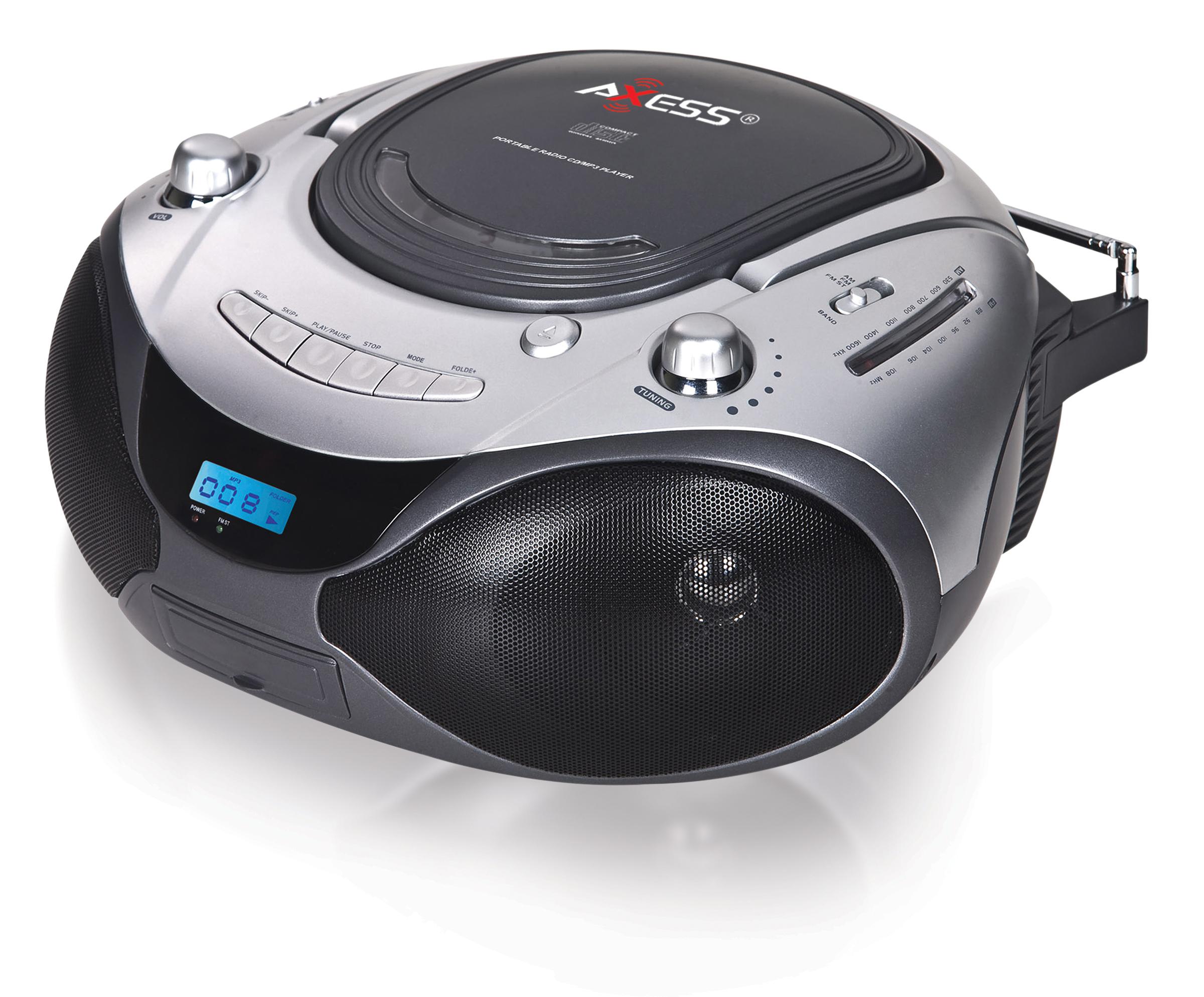 AXESS PB2708 Portable MP3/CD Player with AM/FM Radio