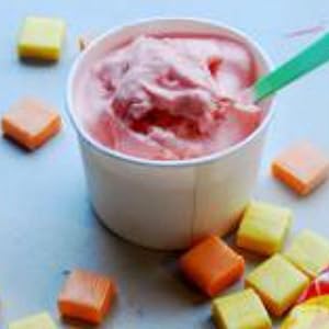 Delicious, fruity homemade ice cream, with Starburst Minis.